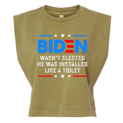 Joe Biden Wasn’T Elected He Was Installed Like A Toilet Garment-Dyed Women's Muscle Tee