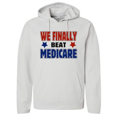 Joe Biden We Finally Beat Medicare Funny Biden Performance Fleece Hoodie