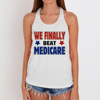 Joe Biden We Finally Beat Medicare Funny Biden Women's Knotted Racerback Tank