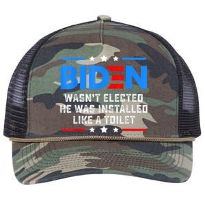 Joe Biden Wasn’t Elected He Was Installed Like A Toilet Retro Rope Trucker Hat Cap