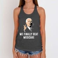 Joe Biden We Finally Beat Medicare Funny Anti Biden Women's Knotted Racerback Tank