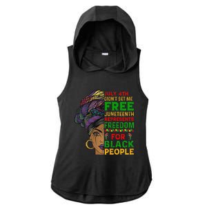 Juneteenth Black Wo Because My Ancestor Weren't Free 1776 Ladies PosiCharge Tri-Blend Wicking Draft Hoodie Tank