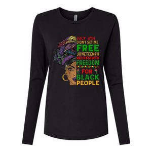 Juneteenth Black Wo Because My Ancestor Weren't Free 1776 Womens Cotton Relaxed Long Sleeve T-Shirt