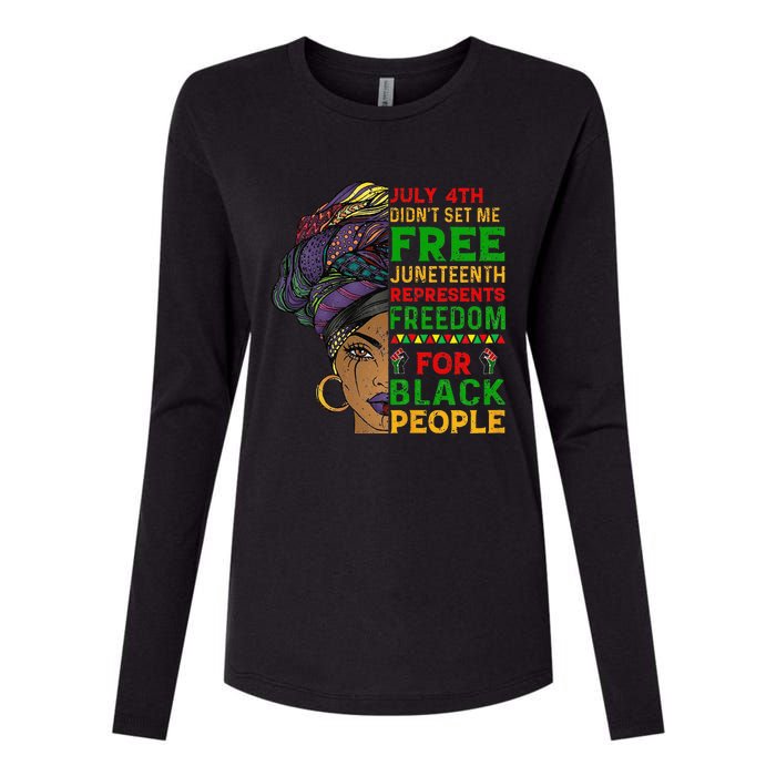 Juneteenth Black Wo Because My Ancestor Weren't Free 1776 Womens Cotton Relaxed Long Sleeve T-Shirt