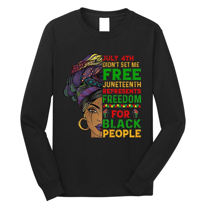 Juneteenth Black Wo Because My Ancestor Weren't Free 1776 Long Sleeve Shirt