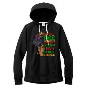 Juneteenth Black Wo Because My Ancestor Weren't Free 1776 Women's Fleece Hoodie