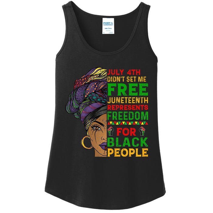 Juneteenth Black Wo Because My Ancestor Weren't Free 1776 Ladies Essential Tank