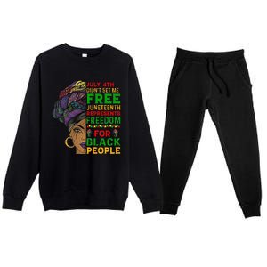 Juneteenth Black Wo Because My Ancestor Weren't Free 1776 Premium Crewneck Sweatsuit Set