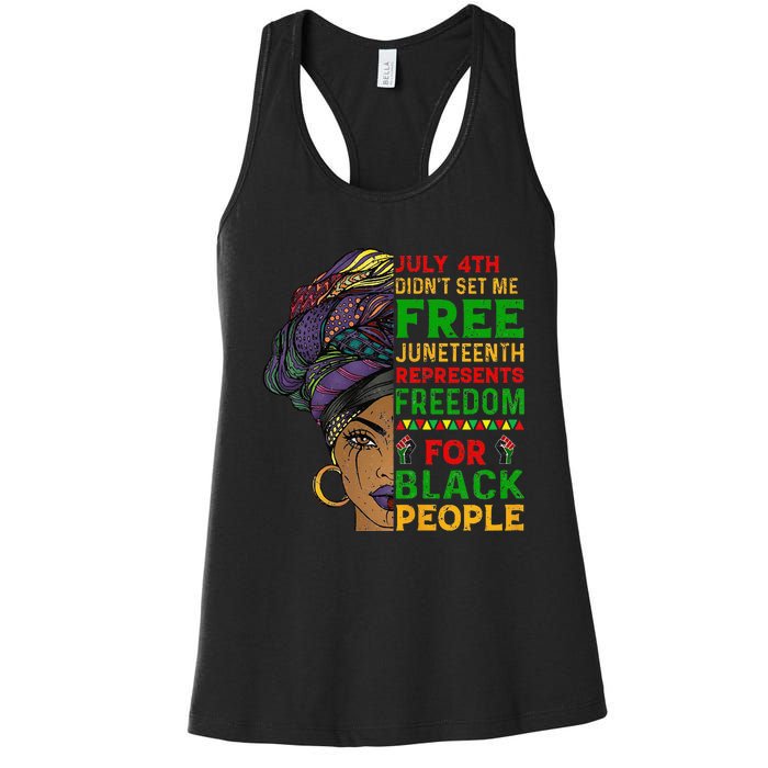 Juneteenth Black Wo Because My Ancestor Weren't Free 1776 Women's Racerback Tank