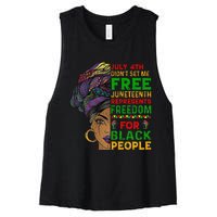 Juneteenth Black Wo Because My Ancestor Weren't Free 1776 Women's Racerback Cropped Tank