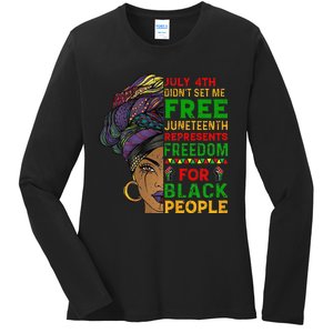 Juneteenth Black Wo Because My Ancestor Weren't Free 1776 Ladies Long Sleeve Shirt