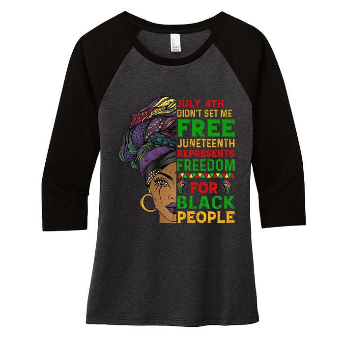 Juneteenth Black Wo Because My Ancestor Weren't Free 1776 Women's Tri-Blend 3/4-Sleeve Raglan Shirt