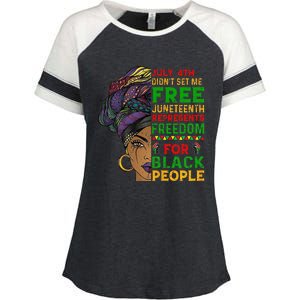 Juneteenth Black Wo Because My Ancestor Weren't Free 1776 Enza Ladies Jersey Colorblock Tee