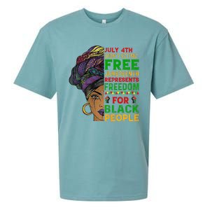 Juneteenth Black Wo Because My Ancestor Weren't Free 1776 Sueded Cloud Jersey T-Shirt