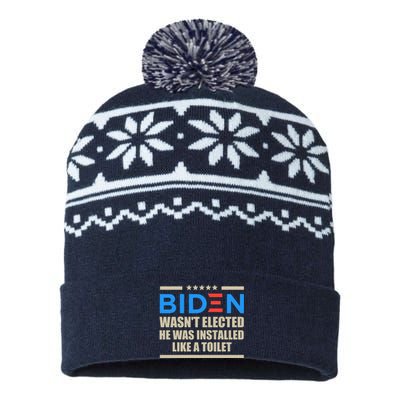 Joe Biden Wasn’t Elected He Was Installed Like A Toilet USA-Made Snowflake Beanie