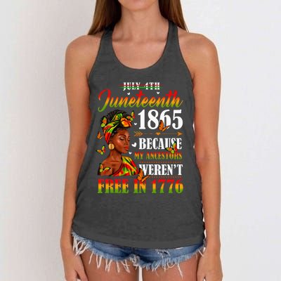 Juneteenth Black Women Because My Ancestor Werent Free 1776 Women's Knotted Racerback Tank