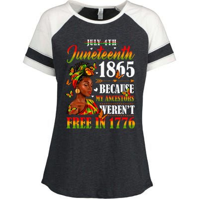 Juneteenth Black Women Because My Ancestor Werent Free 1776 Enza Ladies Jersey Colorblock Tee