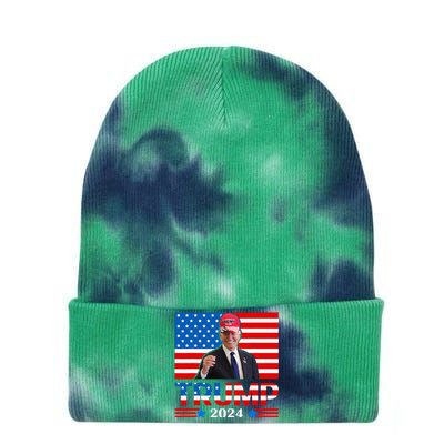 Joe Biden Wearing A Trump Hat Meme 2024 Tie Dye 12in Knit Beanie