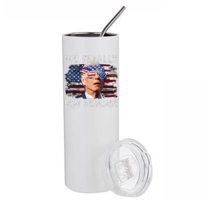 Joe Biden We Finally Beat Medicare Funny Biden Stainless Steel Tumbler