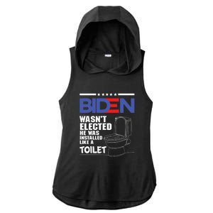 Joe Biden Wasn’t Elected He Was Installed Like A Toilet Ladies PosiCharge Tri-Blend Wicking Draft Hoodie Tank