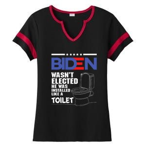 Joe Biden Wasn’t Elected He Was Installed Like A Toilet Ladies Halftime Notch Neck Tee