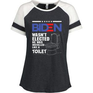 Joe Biden Wasn’t Elected He Was Installed Like A Toilet Enza Ladies Jersey Colorblock Tee