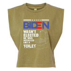 Joe Biden Wasn’t Elected He Was Installed Like A Toilet Garment-Dyed Women's Muscle Tee