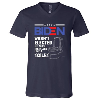 Joe Biden Wasn’t Elected He Was Installed Like A Toilet V-Neck T-Shirt