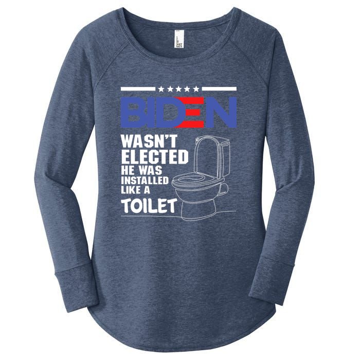 Joe Biden Wasn’t Elected He Was Installed Like A Toilet Women's Perfect Tri Tunic Long Sleeve Shirt