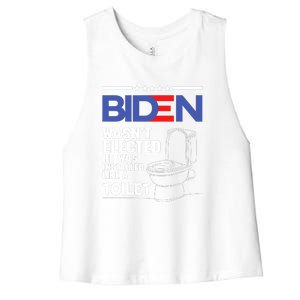 Joe Biden Wasn’t Elected He Was Installed Like A Toilet Women's Racerback Cropped Tank