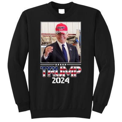 Joe Biden Wearing A Trump Hat Election 2024 Funny Sweatshirt