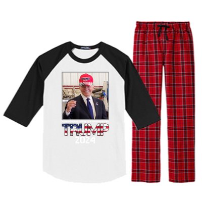 Joe Biden Wearing A Trump Hat Election 2024 Funny Raglan Sleeve Pajama Set