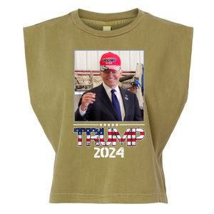 Joe Biden Wearing A Trump Hat Election 2024 Funny Garment-Dyed Women's Muscle Tee