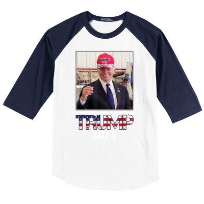 Joe Biden Wearing A Trump Hat Election 2024 Funny Baseball Sleeve Shirt