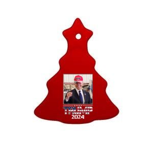 Joe Biden Wearing A Trump Hat Election 2024 Funny Ceramic Tree Ornament