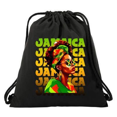 Jamaican Black Woman Melanin Jamaican Girl Afro Hair Pride Drawstring Bag