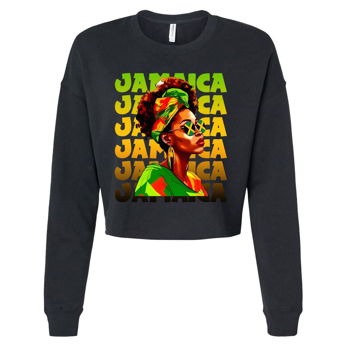Jamaican Black Woman Melanin Jamaican Girl Afro Hair Pride Cropped Pullover Crew