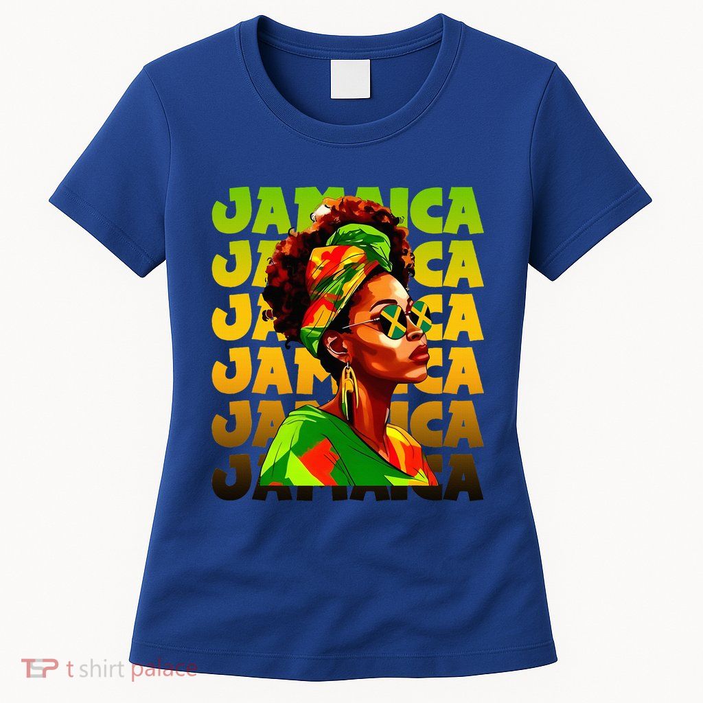 Jamaican Black Woman Melanin Jamaican Girl Afro Hair Pride Womens T-Shirt