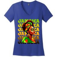 Jamaican Black Woman Melanin Jamaican Girl Afro Hair Pride Women's V-Neck T-Shirt