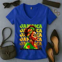 Jamaican Black Woman Melanin Jamaican Girl Afro Hair Pride Women's V-Neck T-Shirt