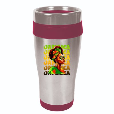 Jamaican Black Woman Melanin Jamaican Girl Afro Hair Pride 16oz Travel Tumbler