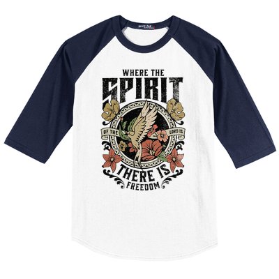 Jesus Bible Where The Spirit Of The Lord Is There Is Freedom Baseball Sleeve Shirt