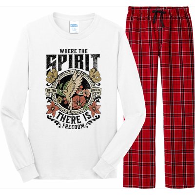 Jesus Bible Where The Spirit Of The Lord Is There Is Freedom Long Sleeve Pajama Set