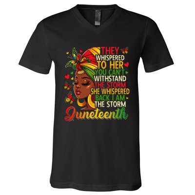 Juneteenth Black Women Girl Black Freedom 1865 History Month V-Neck T-Shirt