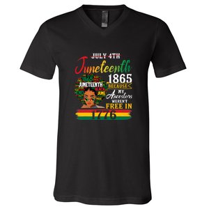 Juneteenth Black Women Because My Ancestor Werent Free 1776 Gift African Pride V-Neck T-Shirt