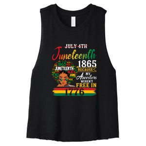 Juneteenth Black Women Because My Ancestor Werent Free 1776 Gift African Pride Women's Racerback Cropped Tank