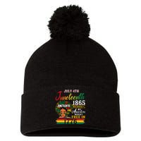 Juneteenth Black Women Because My Ancestor Werent Free 1776 Gift African Pride Pom Pom 12in Knit Beanie