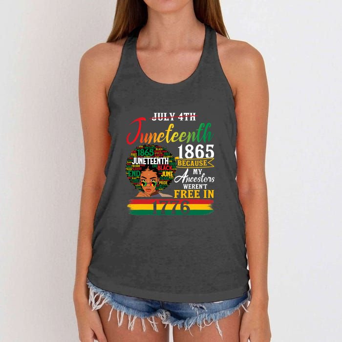 Juneteenth Black Women Because My Ancestor Werent Free 1776 Gift African Pride Women's Knotted Racerback Tank