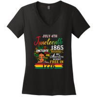 Juneteenth Black Women Because My Ancestor Werent Free 1776 Gift African Pride Women's V-Neck T-Shirt