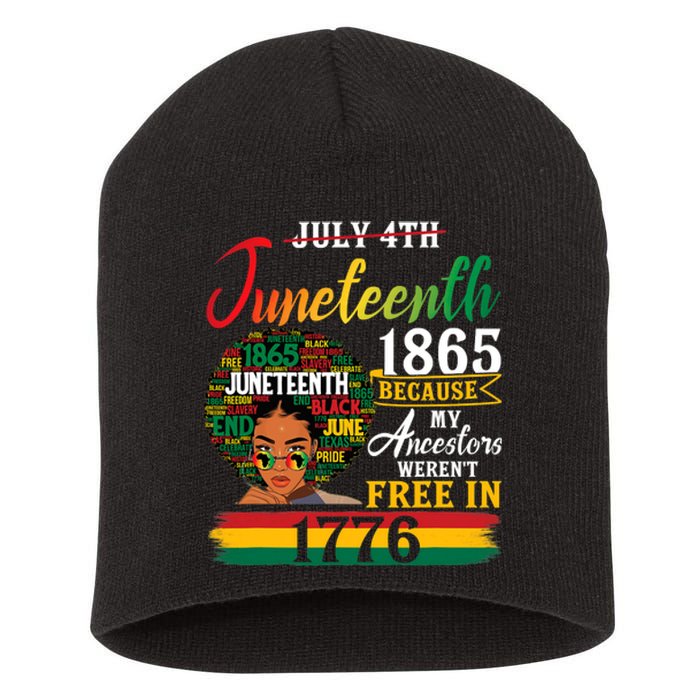 Juneteenth Black Women Because My Ancestor Werent Free 1776 Gift African Pride Short Acrylic Beanie